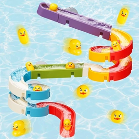 Duck Slide Bath Toys for Kids Ages 4-8, Wall Track Building Set 3  Year Old, Fun DIY Kit Bathtub Time Birthday Gift for Toddler Boys & Girls (34 PCS)