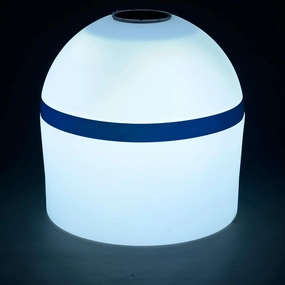 Dunn-Rite Solar Powered LED Nighttime Illuminating Full-Size Marker Buoy (Mooring White/Blue)