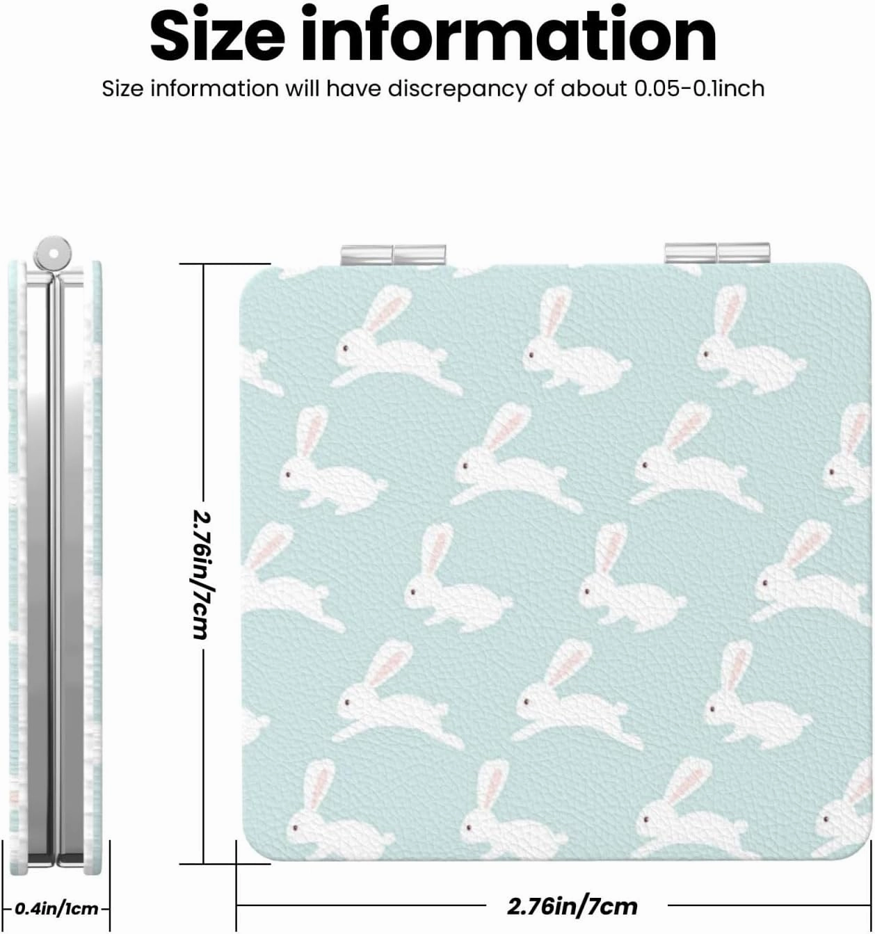 Easter Bunny Rabbit Small Makeup Mirror Portable Travel Cosmetic Mirror Folding Small Pocket Mirror