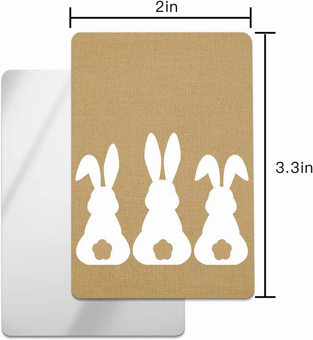 Easter Small Compact Mirror for Purse, Spring Bunny White Silhouette Brown Burlap Texture Travel Makeup Mirror for Women Men, Rectangular Handheld Compact Pocket Mirror 1 PCS
