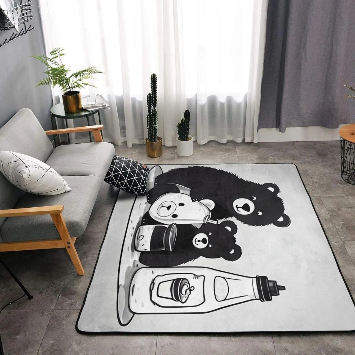 EkcoS Cute Milk Bottle Bear Large Area Rugs for Living Room, Super Soft Fluffy Modern Bedroom Rug,Soft Plush Furry Bedside Rug,(63x48in)