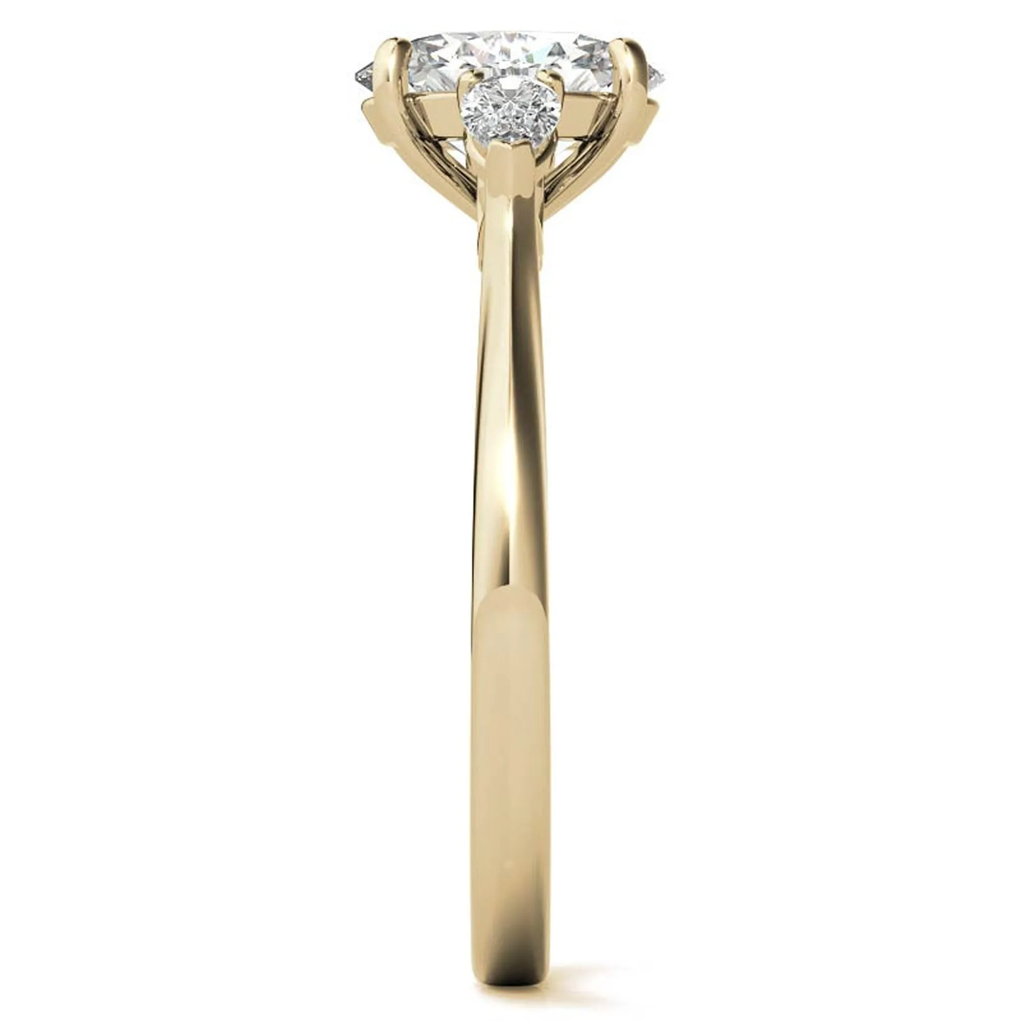 Elegant Classic Sterling Silver Adjustable Oval-Cut Three-Stone Yellow Gold Ring for Women