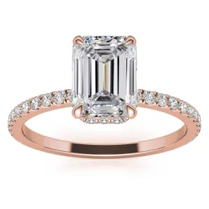 Emerald Cut Rose Gold Adjustable Sterling Silver Pave Ring - Perfect for Engagement