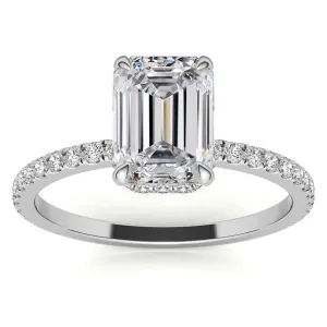 Emerald Cut White Gold Adjustable Sterling Silver Pave Ring - Perfect for Engagement