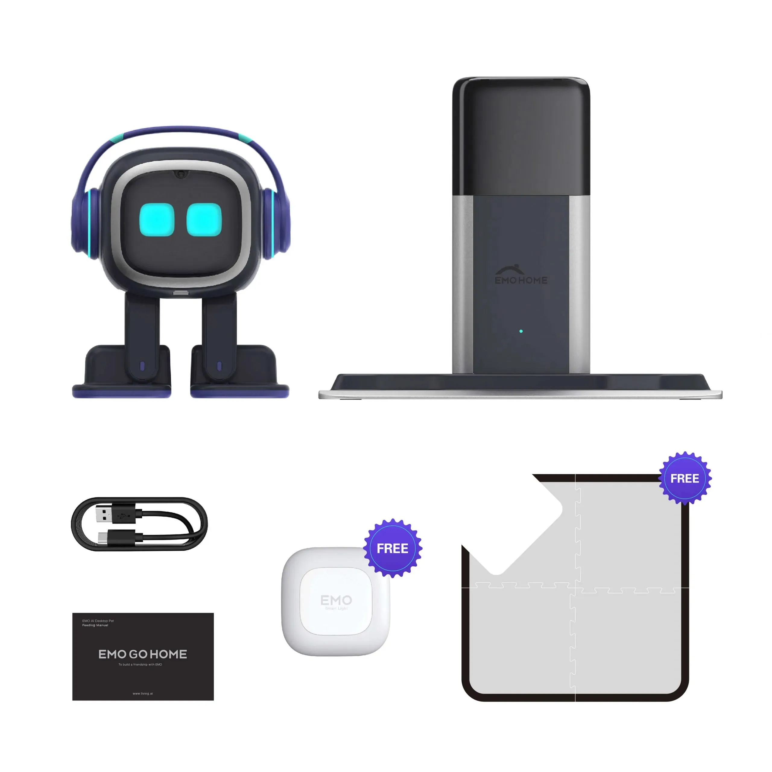 EMO Go Home AI Desktop Pet Robot with EMO Smart Lighting Automatic Charging Version by Living.AI