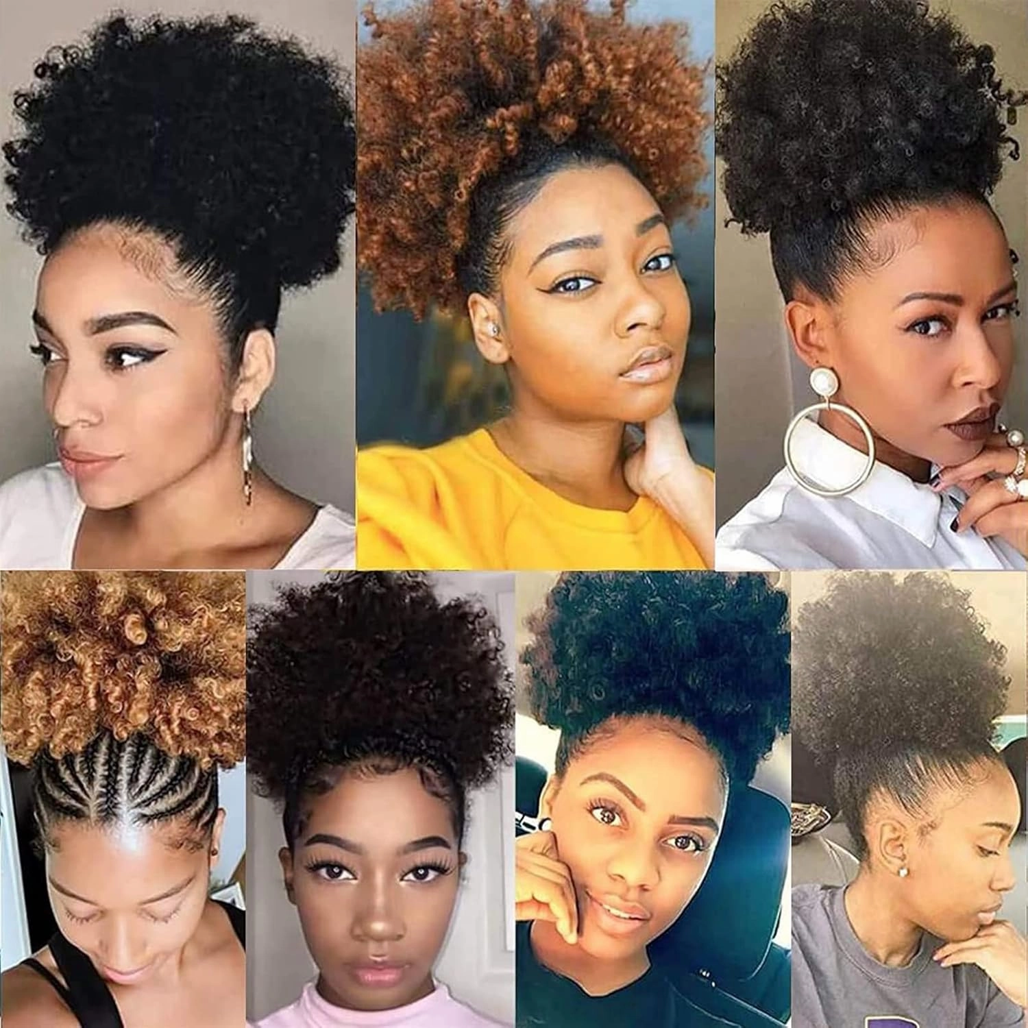 ENGENDER Hair Bun Women's Synthetic Hair Bun Afro Curly Shaggy Ponytail Extensions with Drawstring Shaggy Bun for Black Women Hair Piece(07)