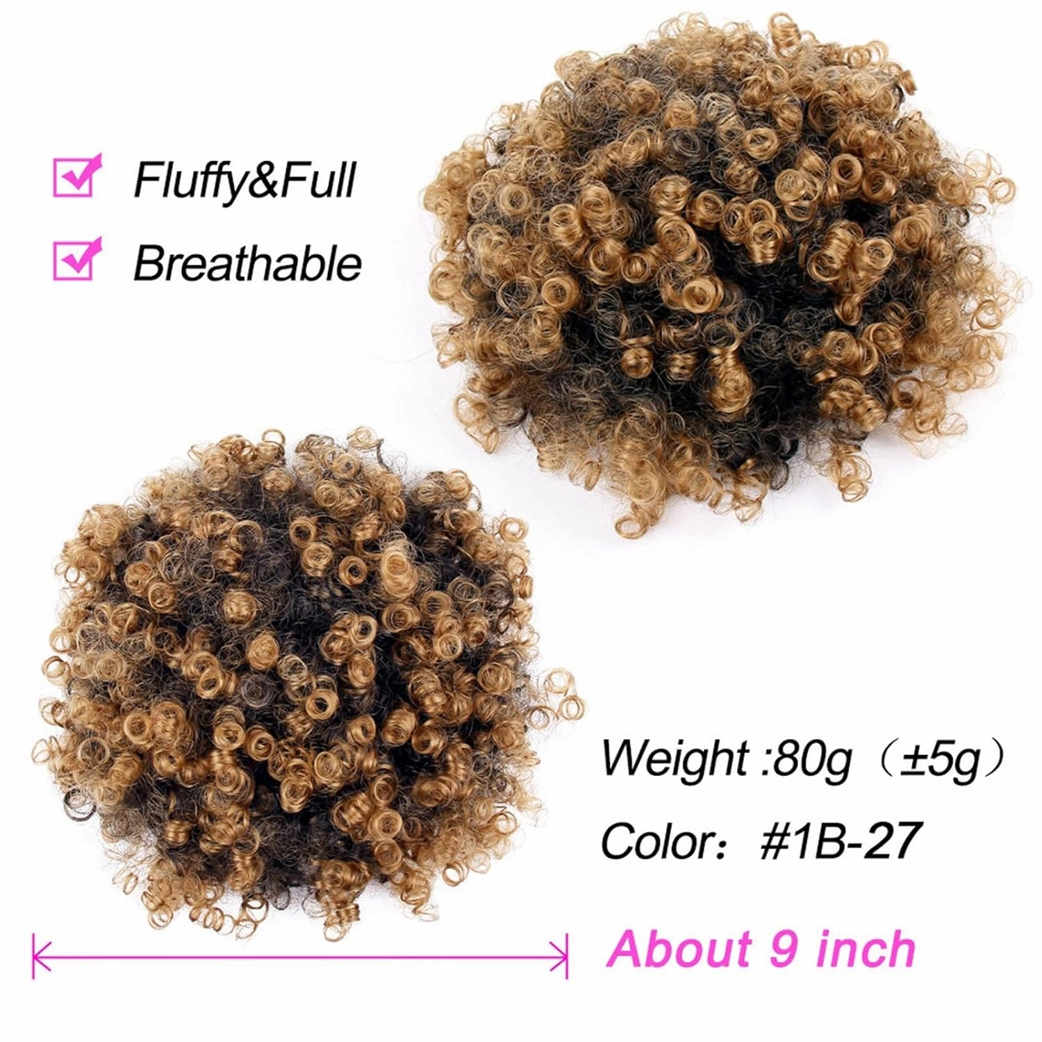 ENGENDER Hair Bun Women's Synthetic Hair Bun Afro Curly Shaggy Ponytail Extensions with Drawstring Shaggy Bun for Black Women Hair Piece(07)