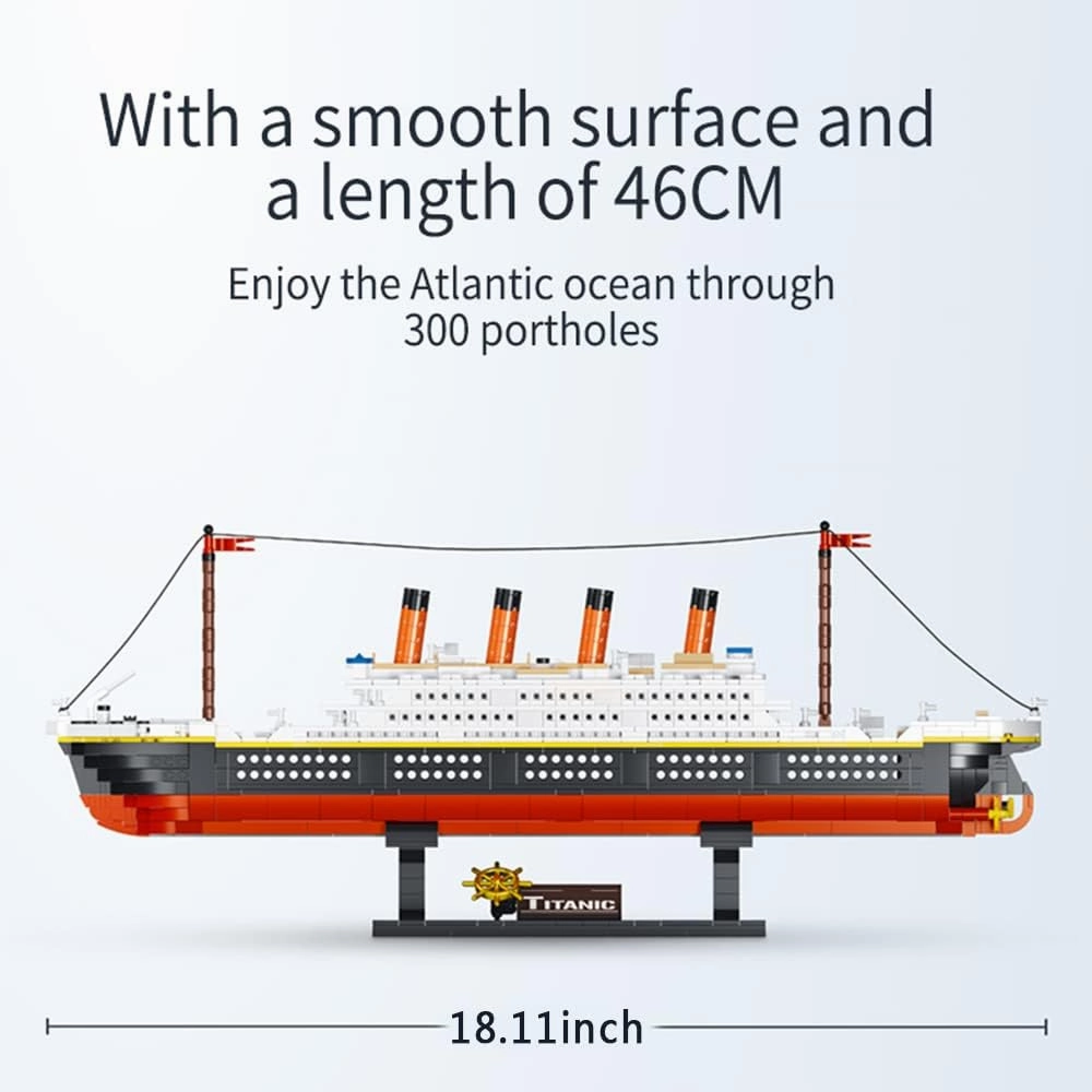 ENHANA Micro Mini Blocks Titanic Building Block Set Titanic Cruise Ship Model Building Kit Boat Bricks for Adults DIY Educational Toys Gifts for Kids Age of 6-12 Years 1288 Pieces