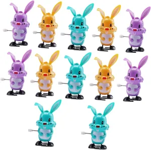 ERINGOGO Small Bunny Rabbit Wind-up Toys 12pcs Easter Present for Boys Girls Portable Rabbit Toys