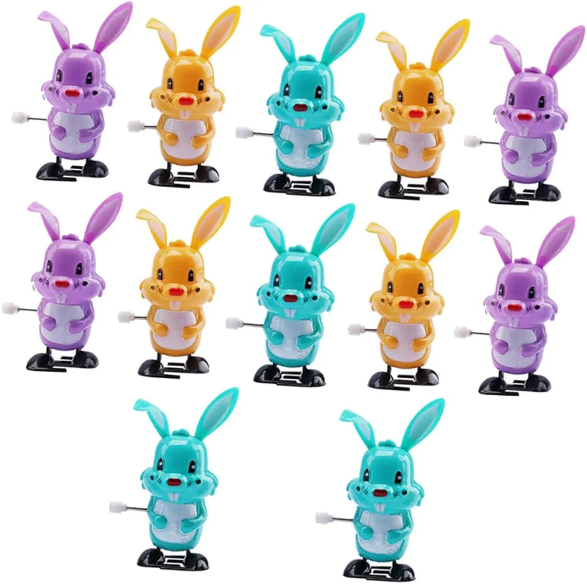 ERINGOGO Small Bunny Rabbit Wind-up Toys 12pcs Easter Present for Boys Girls Portable Rabbit Toys