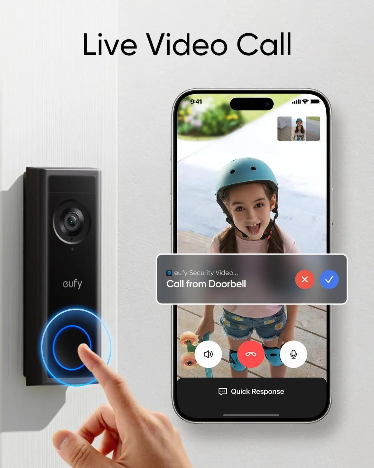 eufy Video Doorbell C31, 2K FHD, Dual Power Options, Live Video Call, Easy Installation, Quick-Release Battery, 24/7 Recording, Human and Motion Detection, HomeBase S380 Compatible, No Monthly Fee