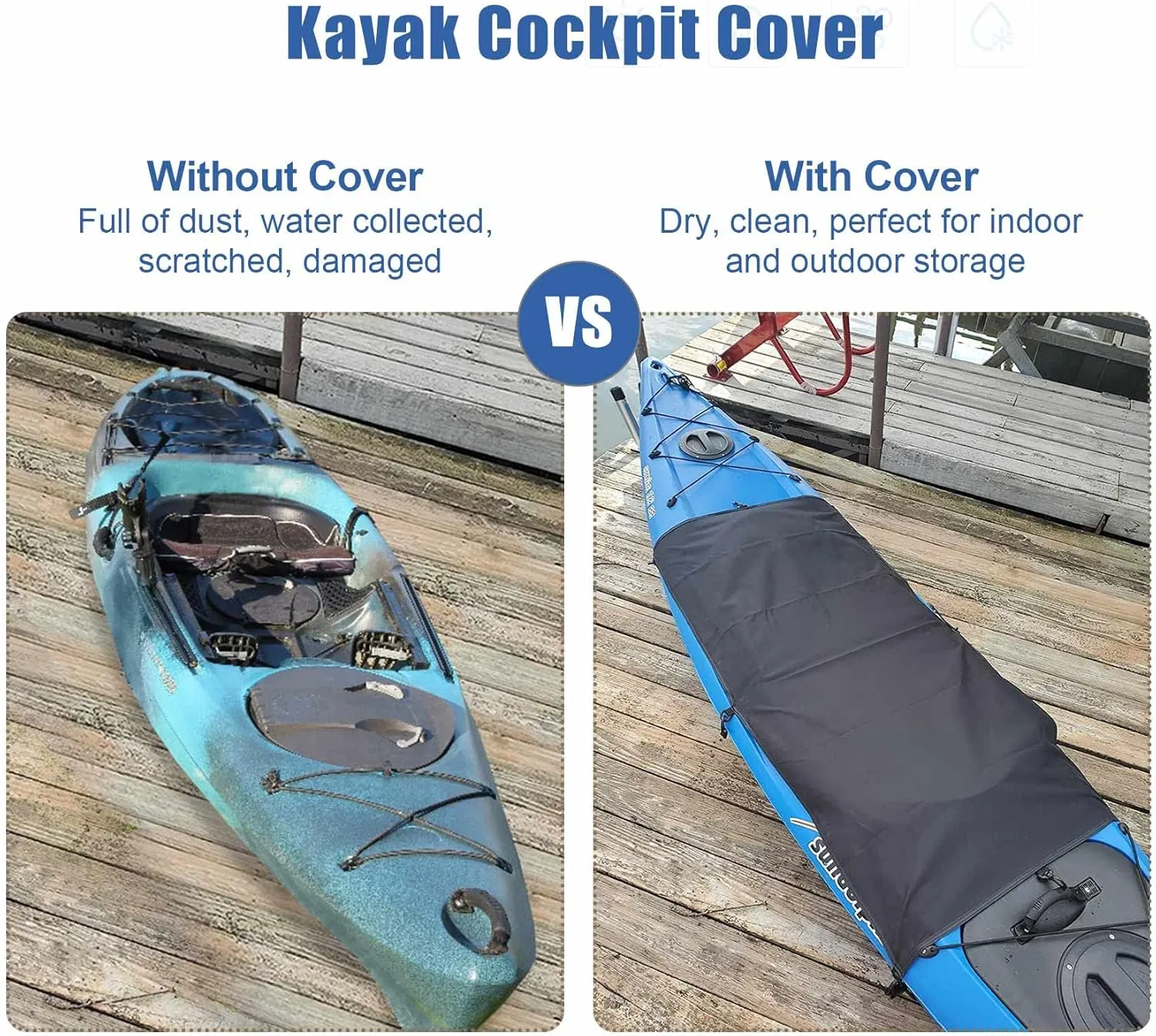 Explore Land Universal Kayak Cockpit Drape Waterproof Seal Cockpit Cover for Indoor and Outdoor 2 Pack - Large 60 x 29 inch, Black
