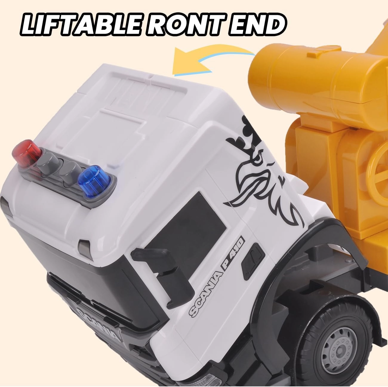 Extra Large Cement Mixer Toy Truck, Scania 20.5" Construction Toys with Light and Sound Friction-Powered Vehicle Car Toys for Toddler Boys Girls