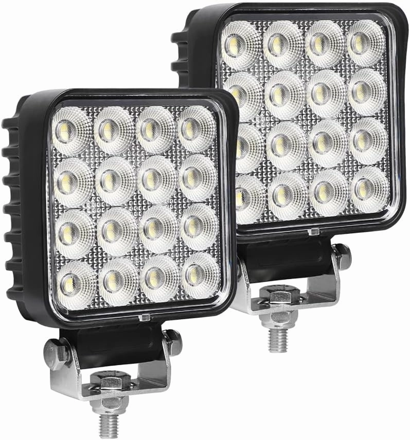 Exzeit 128W Led Equipments Work Lights Truck Trators Skid Steer Lights, 12800 Lumens Flood Light Led Work Lights for Excavator Grader Crawler Dozer Wheel Loader, 4.3 Inch, 12/24V