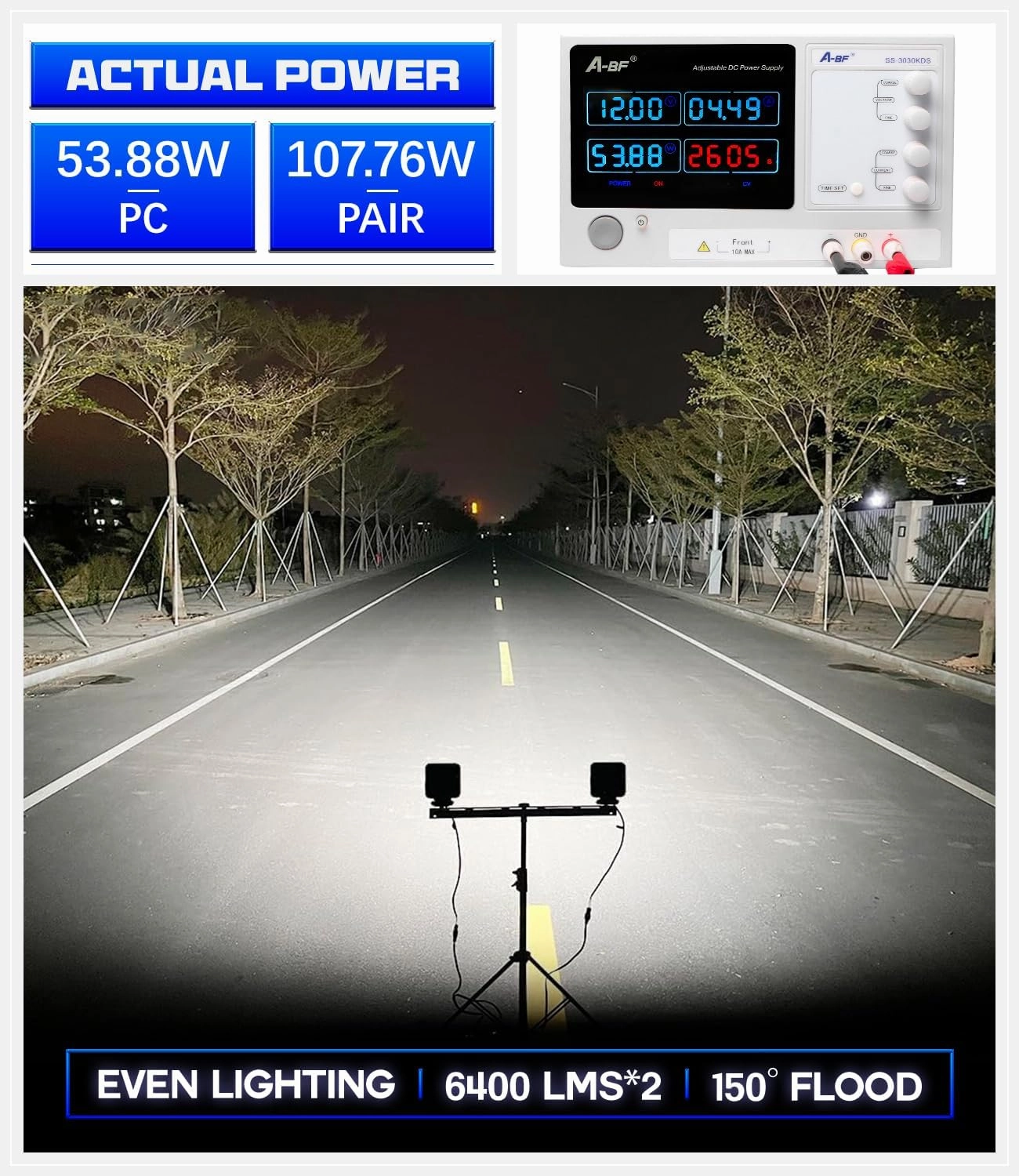 Exzeit 128W Led Equipments Work Lights Truck Trators Skid Steer Lights, 12800 Lumens Flood Light Led Work Lights for Excavator Grader Crawler Dozer Wheel Loader, 4.3 Inch, 12/24V