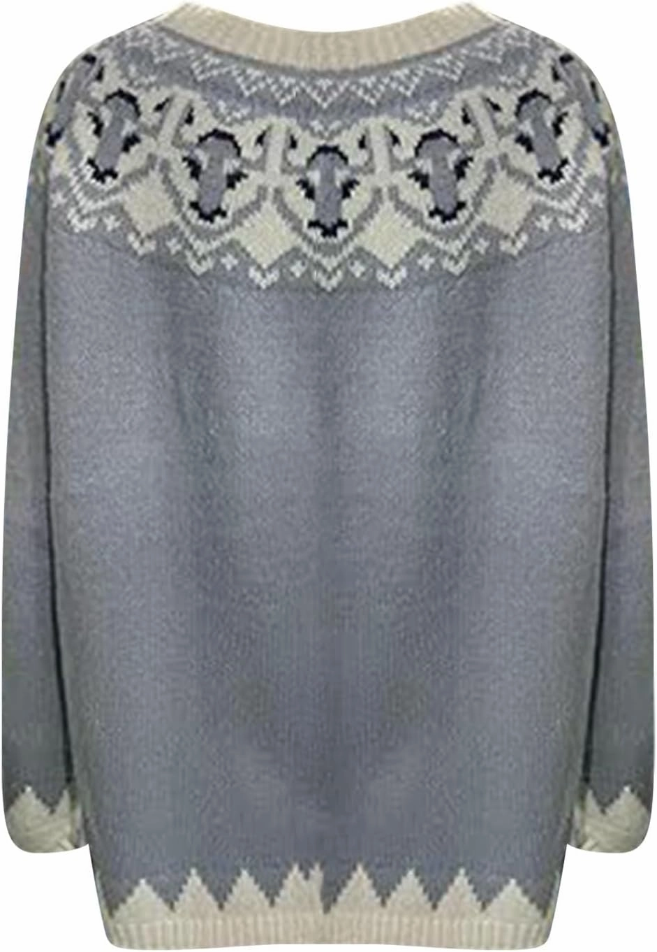 Fair Isle Sweater Women Knitted Retro Sweater Casual Loose Crewneck Long Sleeve Lightweight Cropped Pullover Tops