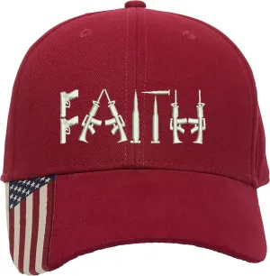 Faith Guns 2nd Amendment Embroidered Structured Adjustable One Size Fits All US Flag on Bill Hat