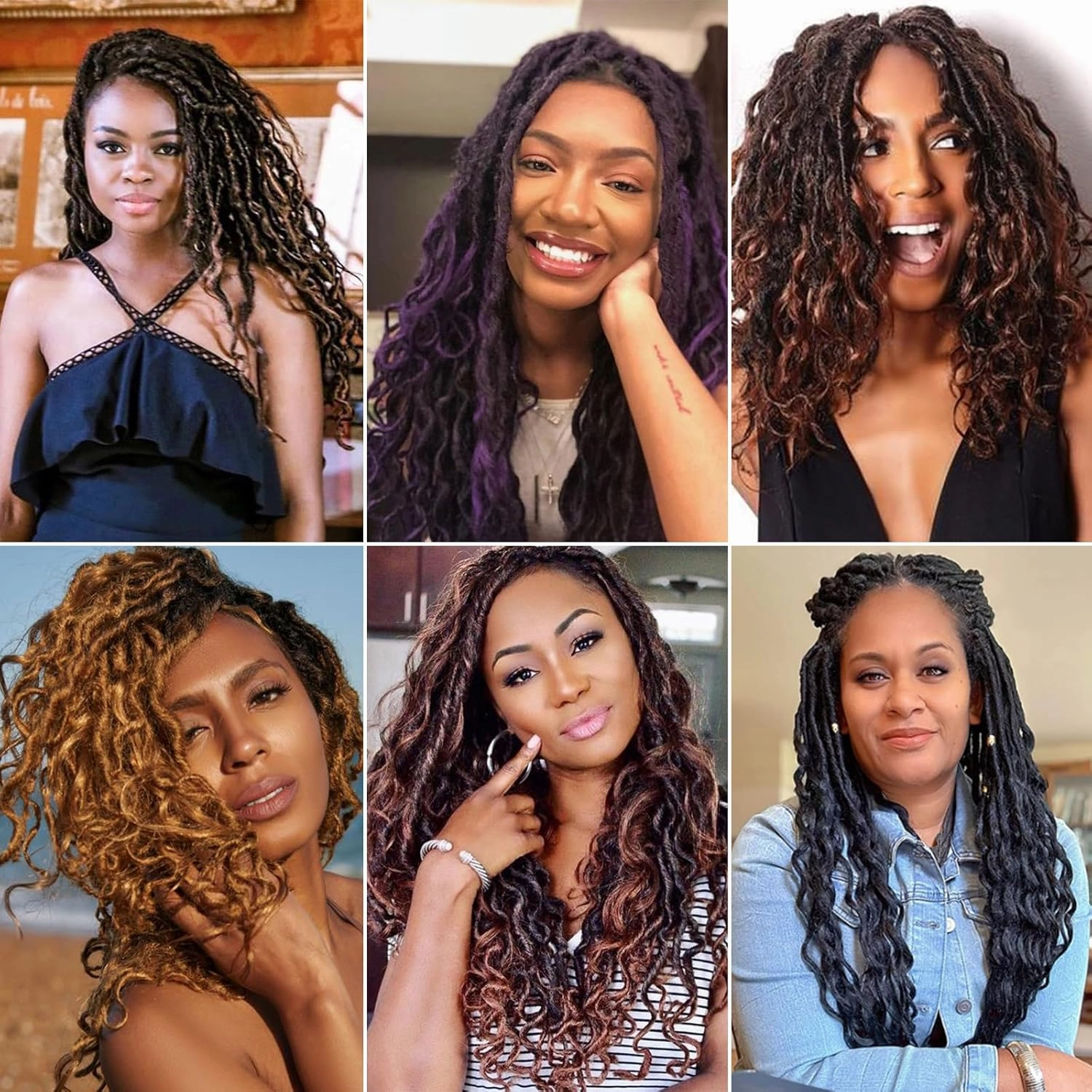 Faux Locs Crochet Hair With Curly Ends 18 Inch Soft Loc Pre looped Goddess Locs Crochet Hair Deep Wave Crochet Braids for Black Women (18 Inch/Pack of 8, 1B/Gray/White)