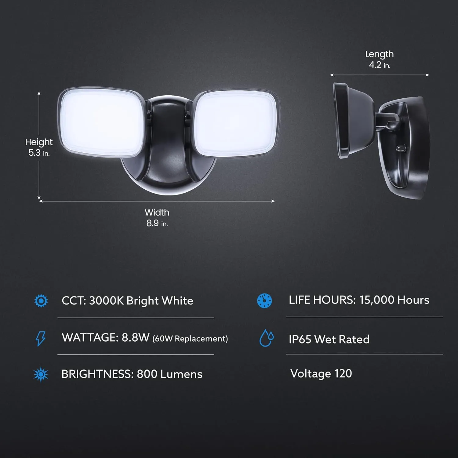 Feit Electric LED Security Outdoor Light, 28W LED Waterproof Flood Light, Adjustable Dual Head, 2000 Lumens, 5000K Daylight, 50,000 Hour Lifespan, Bronze, S9DFL/850/BZ/V1