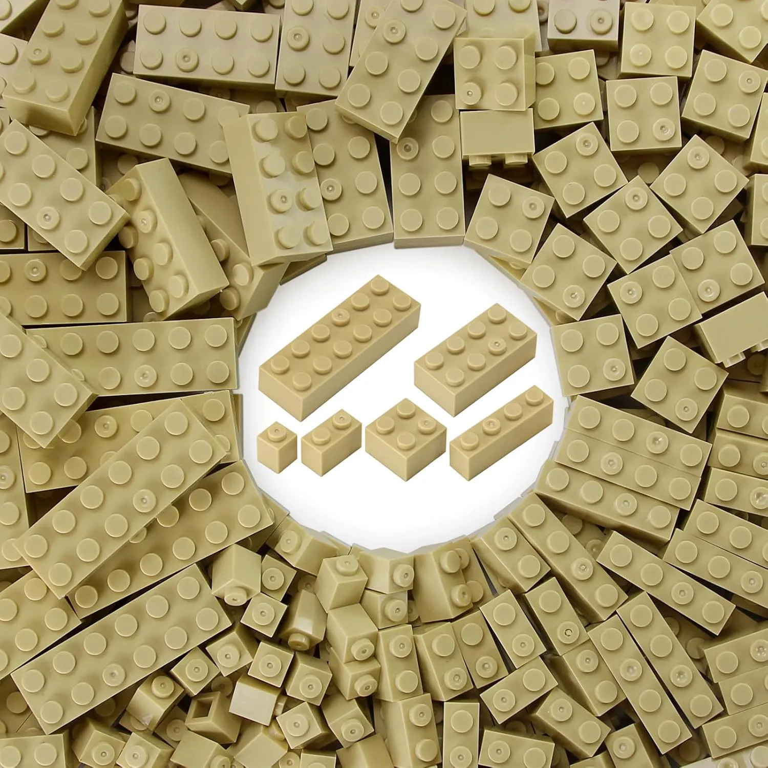 Feleph 310 Pieces Tan Bulk Bricks Sand Classic Building Creative Play Blocks Set Parts Toy Accessories Compatible with Major Brick Brands