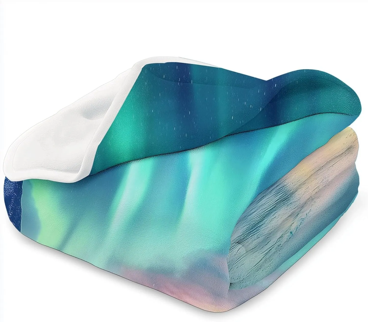 Fleece Throw Blanket Turquoise King 90"x102" Aurora Mountains Arctic Print Bed Blanket Cozy Soft Lightweight Fuzzy for Kids Adults, Portable Throw for Couch