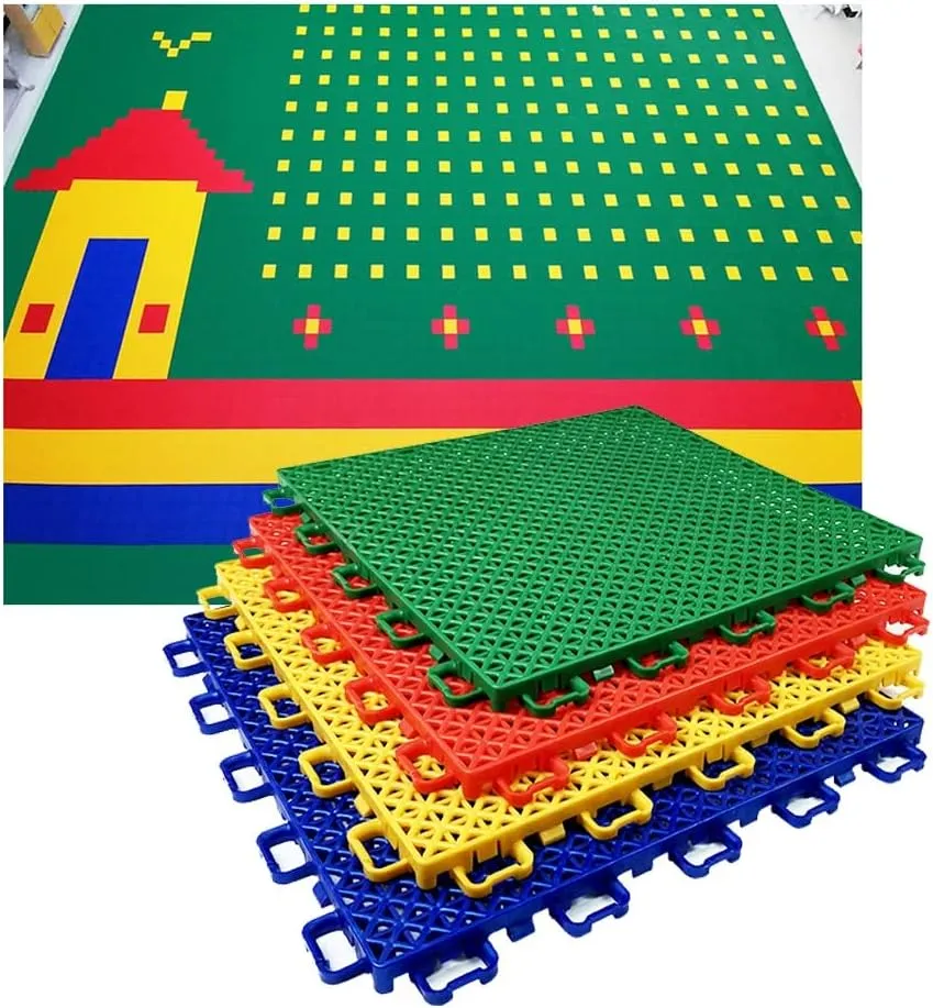 Floor Tiles Modular Interlocking Floor Tiles for Kindergarten Basketball Court, Large Sports Ground Public Places Drainage Floor Sports mats, Easy to Clean,Yellow-1PCS