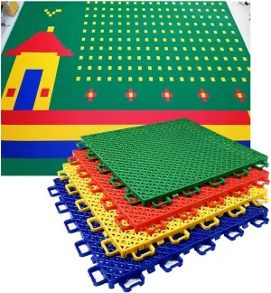 Floor Tiles Modular Interlocking Floor Tiles for Kindergarten Basketball Court, Large Sports Ground Public Places Drainage Floor Sports mats, Easy to Clean,Yellow-1PCS