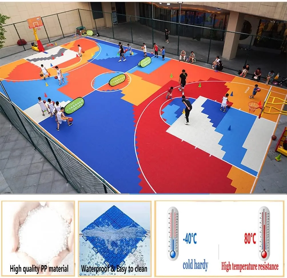 Floor Tiles Modular Interlocking Floor Tiles for Kindergarten Basketball Court, Large Sports Ground Public Places Drainage Floor Sports mats, Easy to Clean,Yellow-1PCS