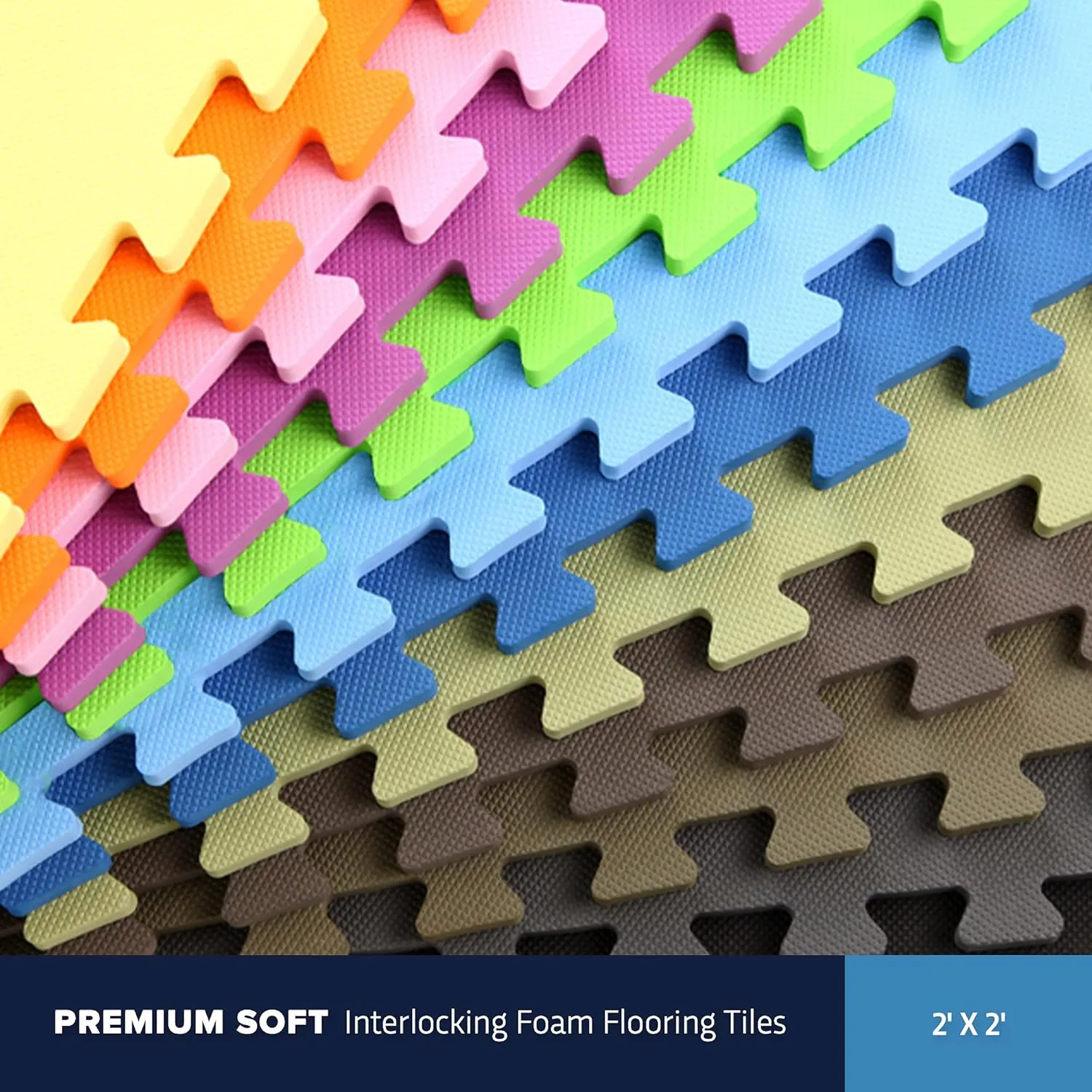 Flooring Inc's 5/8" Premium Soft Foam Gym Mat, High-Density Gym Flooring for Home Gym, Interlocking Foam Tiles for Home Gym, Playroom & More