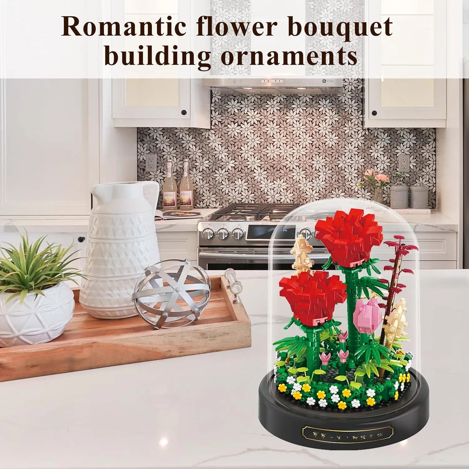 Flower Bouquet Set,Mini Bricks Botanical Collection Flowers Building Blocks,Artificial Plant Bonsai Tree Friend Set,New Year Valentines Birthday Gift for Mom Girls Women Adults(Red)