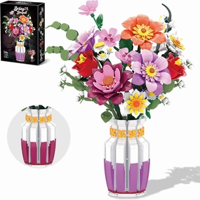 Flowers Building Set Wildflower Bouquet Botanical Collection for Adults Women Girls 14 Years & Up Home Office Decor