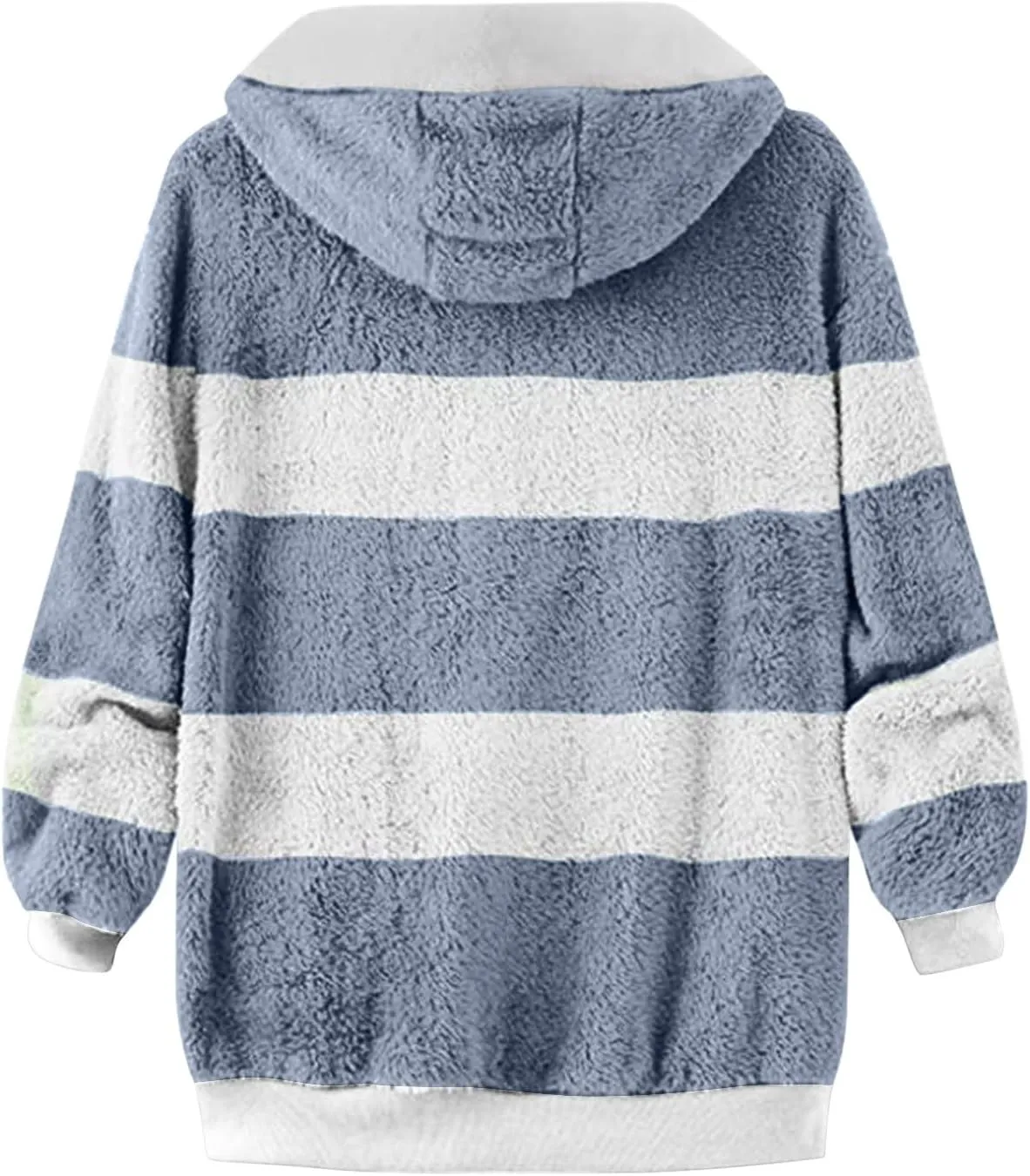 Fluffy Jackets For Women Cute Color Block Loose Soft Zip Up Sherpa Coat Warm Winter Fuzzy Fleece Hooded Jacket Outwear