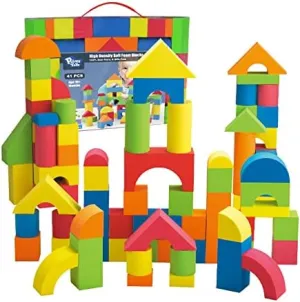 Foam Building Blocks for Toddlers 2-4, 41 Pieces EVA Soft Stacking Blocks, Baby Bath Foam Toy Set, Early Learning Construction Toys & Gifts for Kids, Boys & Girls 18  Months