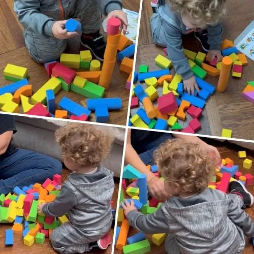 Foam Building Blocks for Toddlers 2-4, 41 Pieces EVA Soft Stacking Blocks, Baby Bath Foam Toy Set, Early Learning Construction Toys & Gifts for Kids, Boys & Girls 18  Months
