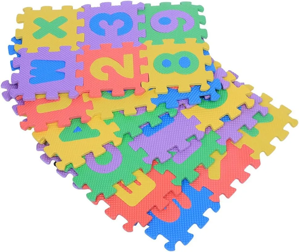 Foam Mat Floor Tiles, Kids Puzzle Exercise Play Mat Children Foam Padding Cushioned Rug Flooring Gym Colorful Mats Interlocking Letters Numbers Toy Toddler Infant Baby Girls Boys Yoga Playrooms 36pcs