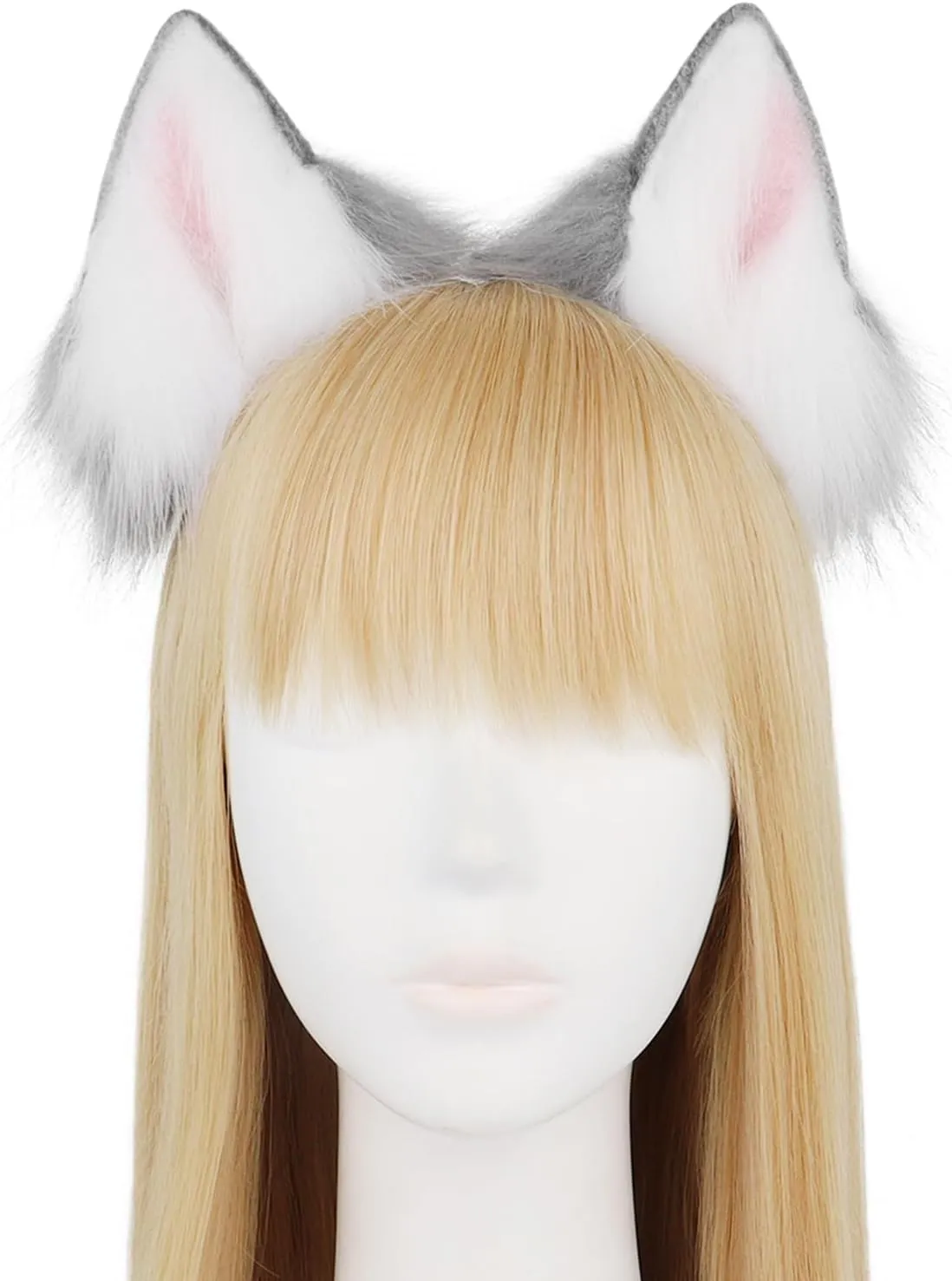 Fox Wolf Ears Headband Furry Tail Plush Cat Paw Mittens Gloves Set Halloween Party Cosplay Costumes Accessories