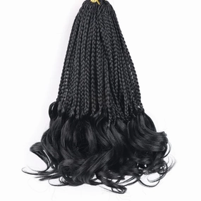 French Curl Braiding Hair Color 1 French Curl Crochet Braids 10 Inch Box Braids Crochet Hair for Women Kids Braiding Hair with Curly Ends Pre Looped Crochet Hair Braids Hair Extensions Braid(7Packs)