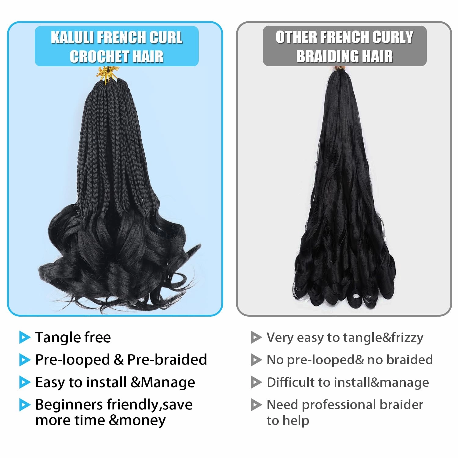 French Curl Braiding Hair Color 1 French Curl Crochet Braids 10 Inch Box Braids Crochet Hair for Women Kids Braiding Hair with Curly Ends Pre Looped Crochet Hair Braids Hair Extensions Braid(7Packs)
