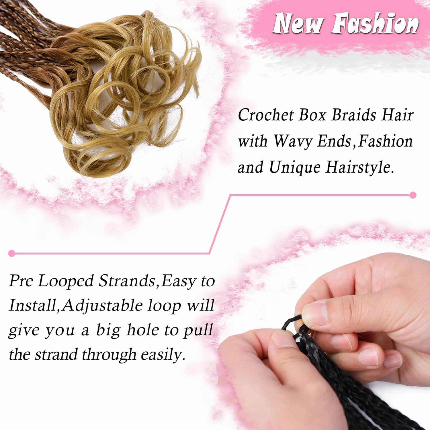 French Curl Crochet Braids 22 Inch 6 Packs Goddess Box Braids Crochet Hair Pre Looped French Curly Braiding Hair Crochet Box Braids With Curly Wavy Ends Synthetic Hair Extensions (#1B/30/27)
