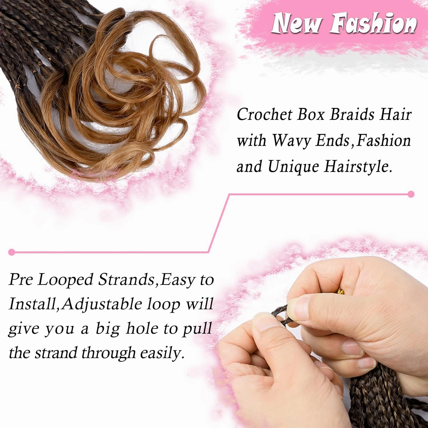 French Curl Crochet Braids 22 Inch 6 Packs Goddess Box Braids Crochet Hair Pre Looped French Curly Braiding Hair Crochet Box Braids With Curly Wavy Ends Synthetic Hair Extensions (#1B/30)