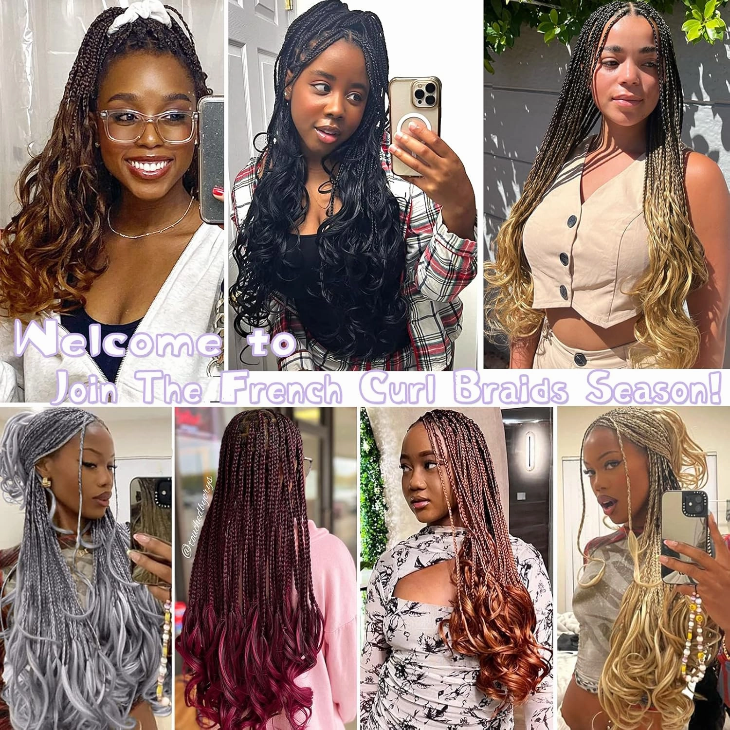 French Curl Crochet Braids 22 Inch 8 Packs Goddess Box Braids Crochet Hair for Women Pre Looped Crochet Box Braids with Curly Ends Synthetic French Curly Braiding Hair Extensions (P27/613)