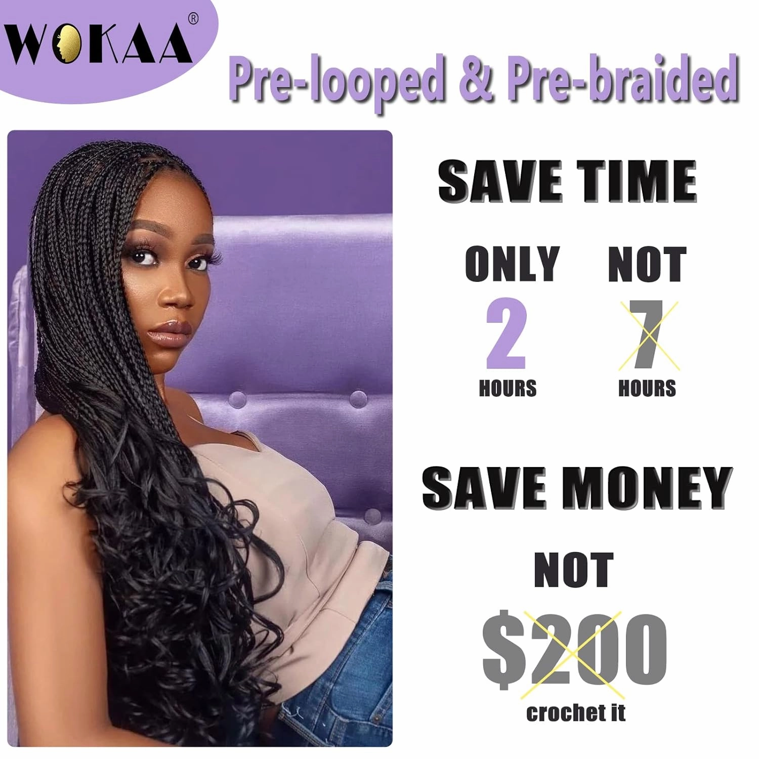 French Curl Crochet Braids 22 Inch 8 Packs Goddess Box Braids Crochet Hair for Women Pre Looped Crochet Box Braids with Curly Ends Synthetic French Curly Braiding Hair Extensions (P27/613)