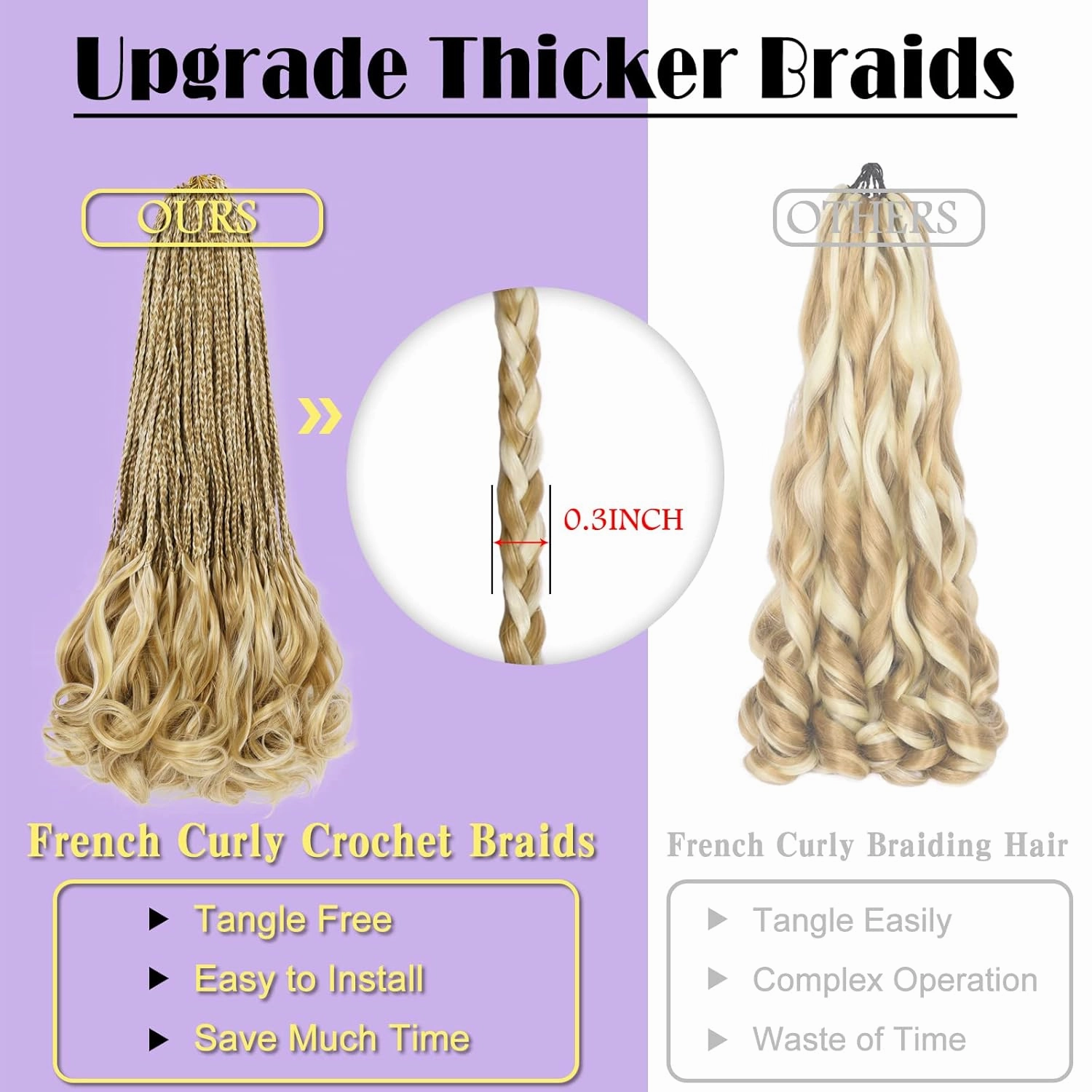French Curl Crochet Braids 22 Inch 8 Packs Goddess Box Braids Crochet Hair for Women Pre Looped Crochet Box Braids with Curly Ends Synthetic French Curly Braiding Hair Extensions (P27/613)