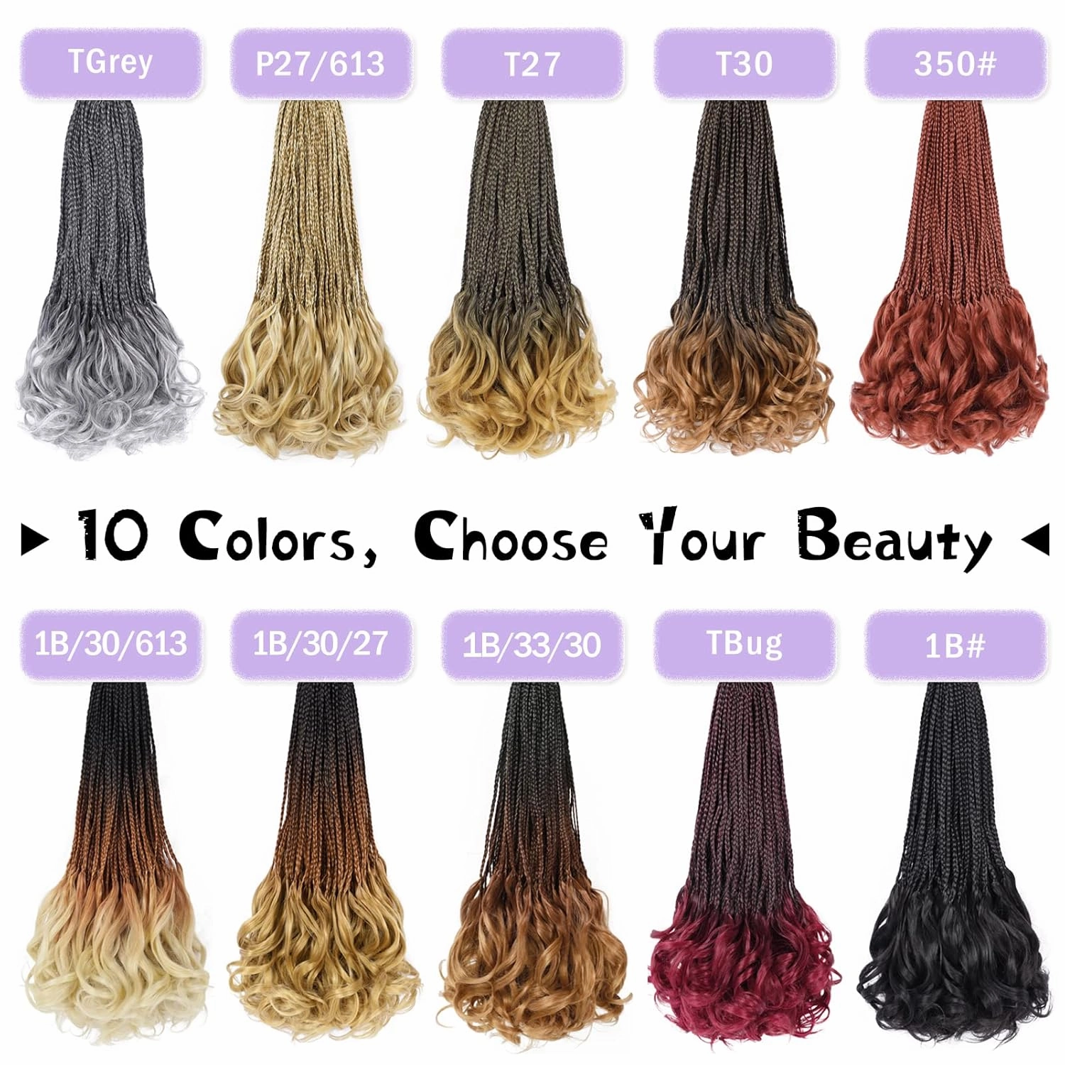 French Curl Crochet Braids 22 Inch 8 Packs Goddess Box Braids Crochet Hair for Women Pre Looped Crochet Box Braids with Curly Ends Synthetic French Curly Braiding Hair Extensions (P27/613)