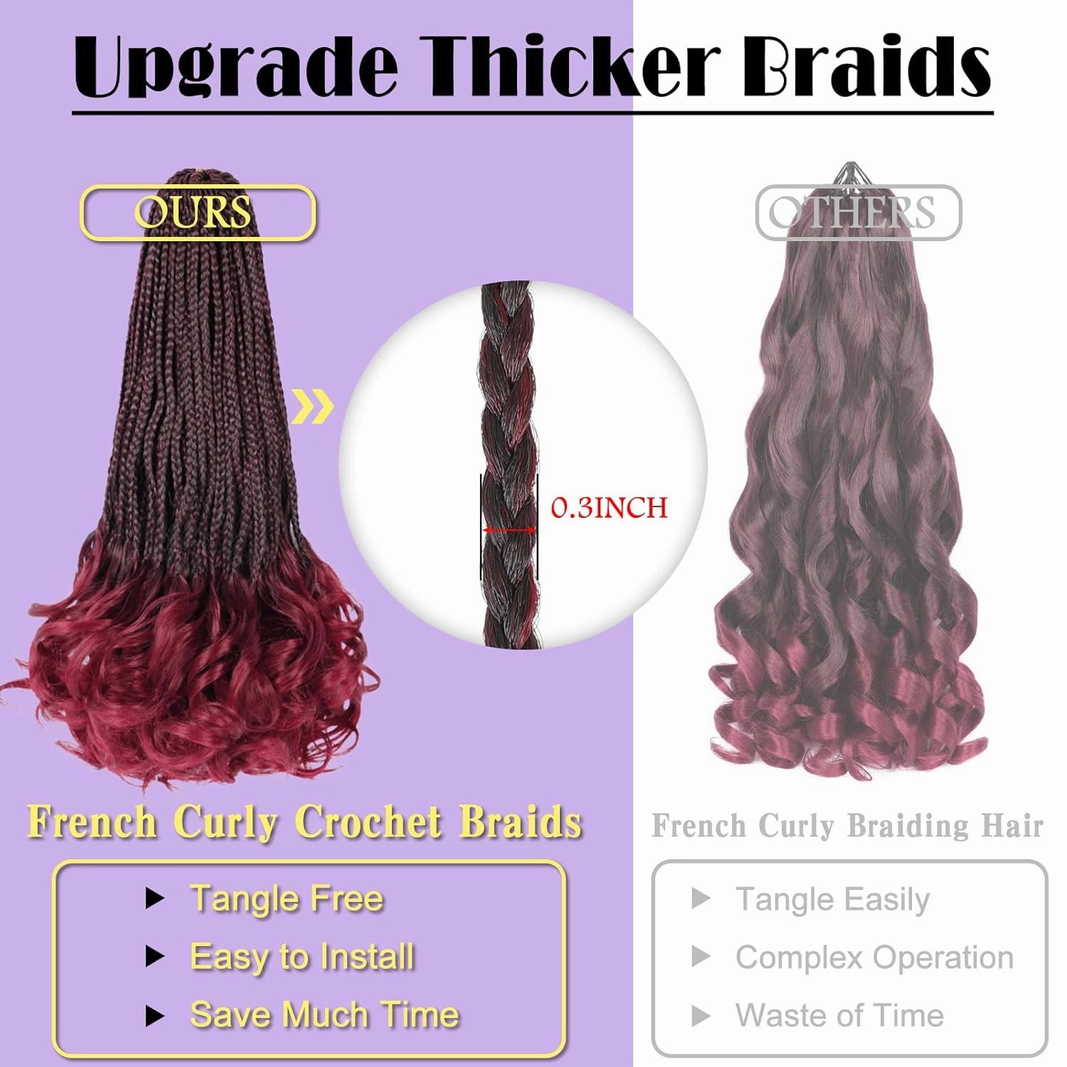 French Curl Goddess Box Braids 22 Inch 8 Packs Pre Looped Crochet Box Braids with Curly Ends Synthetic French Curly Braiding Hair Extensions (1B/BUG)