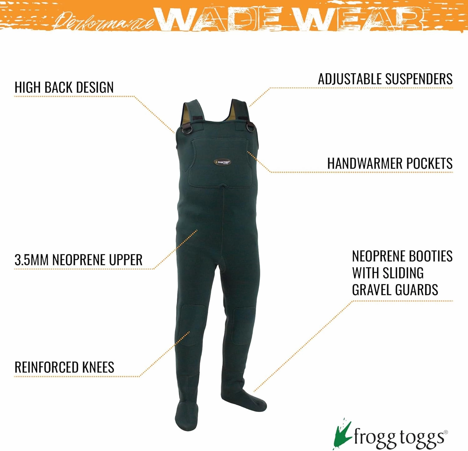 FROGG TOGGS Men's Amphib Stockingfoot Neoprene Waterproof Fishing Chest Wader for Fishing