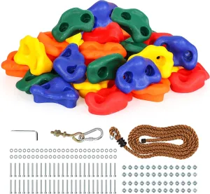 FRUITEAM 25-Piece Rock Climbing Holds, Climbing Wall for Kids, Climbing Set for Adult, Indoor Outdoor Playground