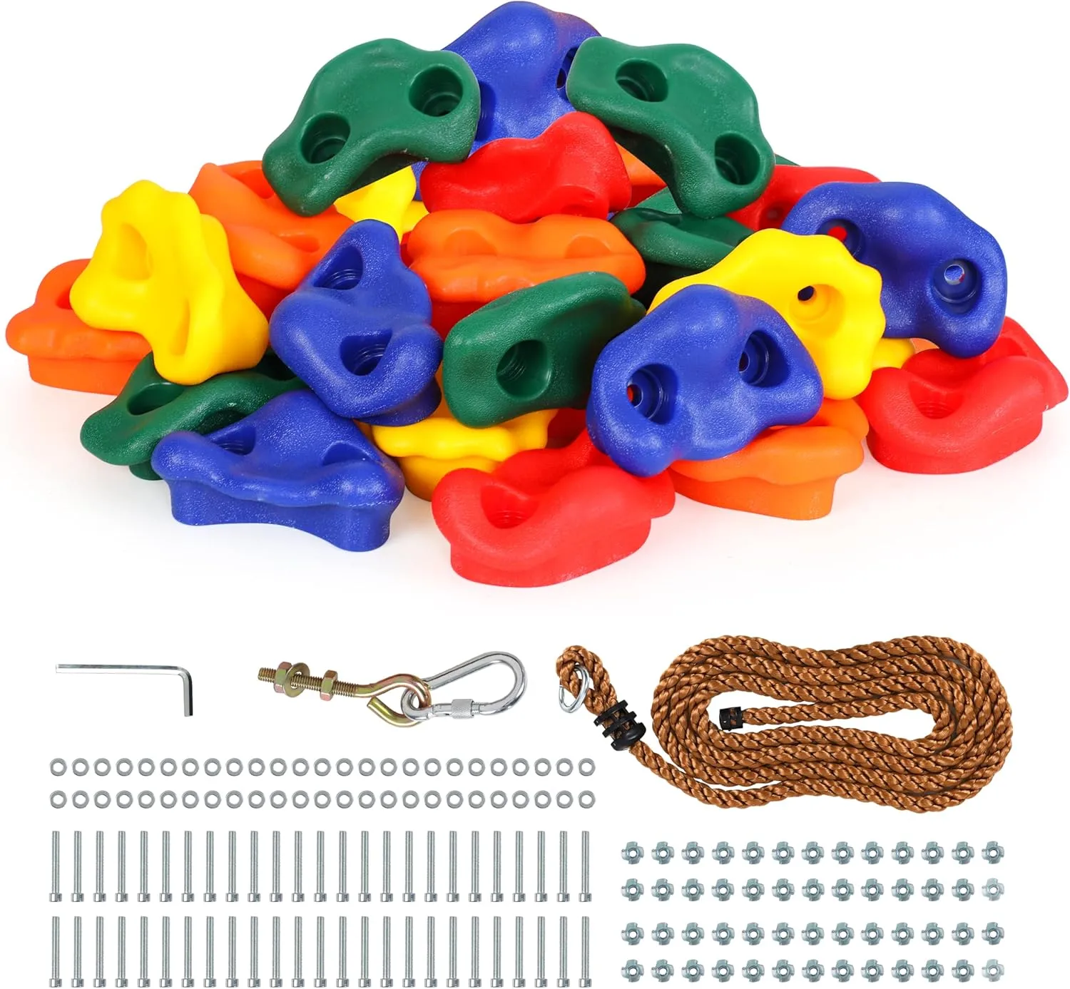 FRUITEAM 25-Piece Rock Climbing Holds, Climbing Wall for Kids, Climbing Set for Adult, Indoor Outdoor Playground