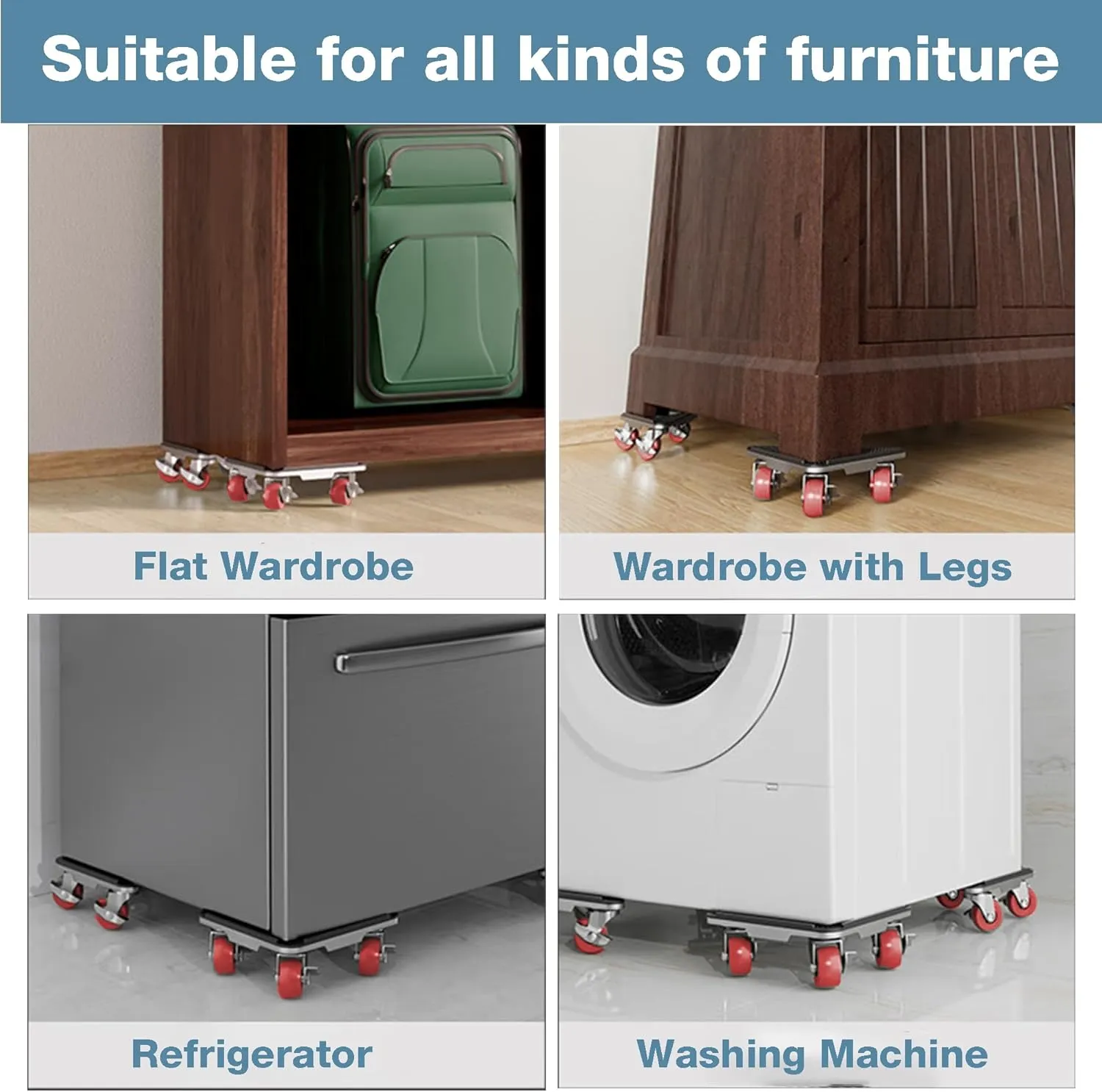 Furniture Dolly, 2024 Upgraded Furniture Movers with 5 Wheels, 360° Rotatable and Lockable, Heavy Duty Furniture Lift Mover Tool Set for Moving Heavy Furniture and Appliances,Maximum Load 3000LBS,Red