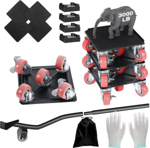 Furniture Dolly, 2024 Upgraded Furniture Movers with 5 Wheels, 360° Rotatable and Lockable, Heavy Duty Furniture Lift Mover Tool Set for Moving Heavy Furniture and Appliances,Maximum Load 3000LBS,Red